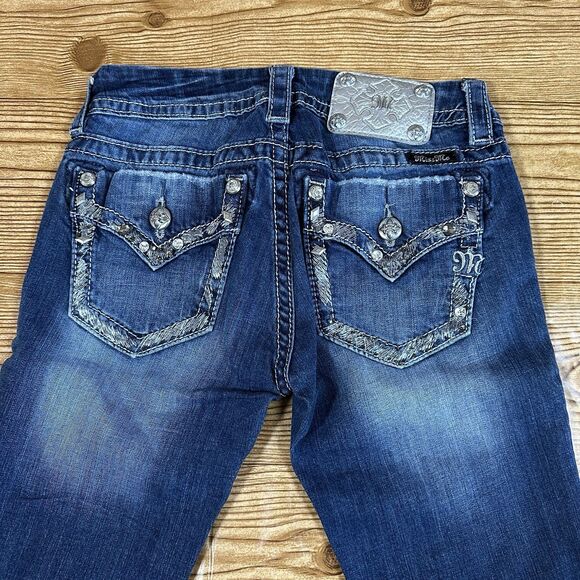 Miss Me Jeans Skinny Ankle Rhinestone Beaded Pockets Size 26 JE8111AK2 - Picture 4 of 16